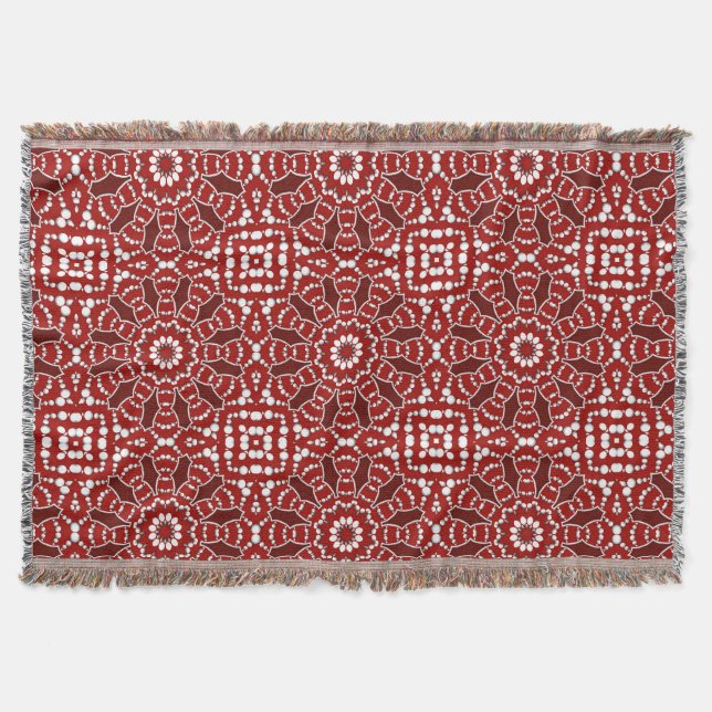 Manta tejida blanca roja del tiro del batik (Anverso)