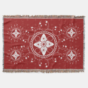 Manta Tejida Blanco Y Rojo Oscuro Céltico Inspirado En La Masa 