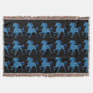 Manta Tejida Blanda de unicornio de fuego azul