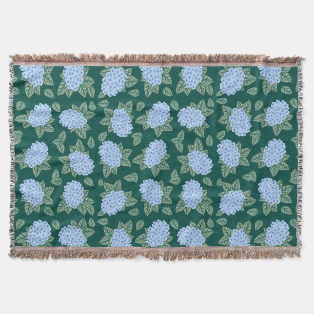 Manta Tejida Blue Hydrangeas Personalizado Throw Blanket (Anverso)