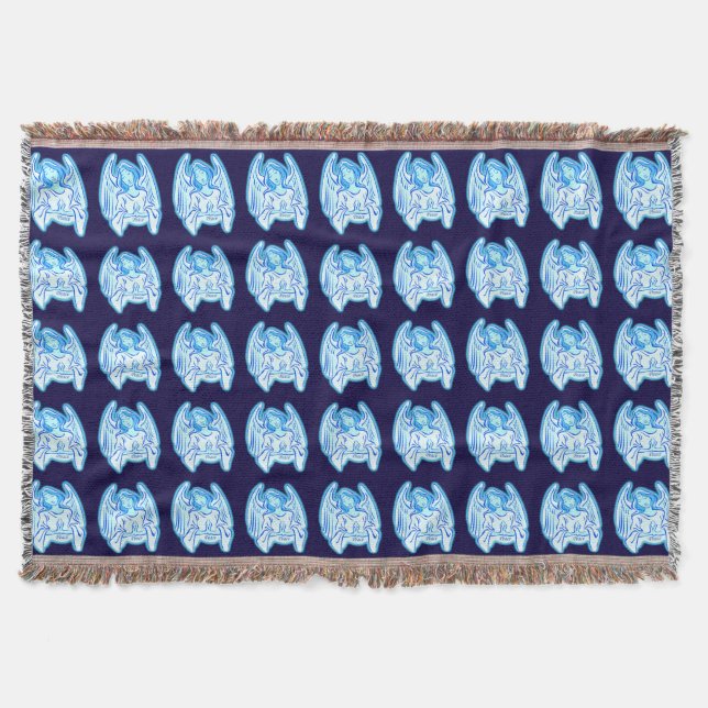 Manta Tejida Blue Peace Angel Throw Blanket (Anverso)