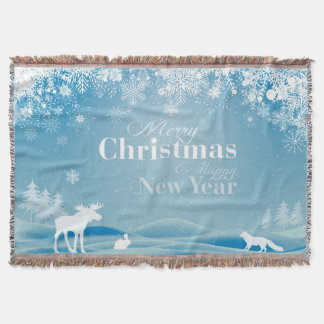 Manta Tejida Blue Rustic Cabin Navidades Holiday Blanket Throw