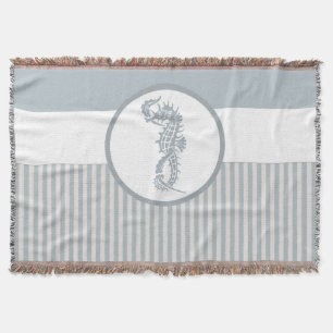 Manta Tejida Blue Seahorse Blue Classic Nautical Elegant