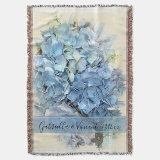 Manta Tejida Boda de flores de hidrangea azul Keepsake
