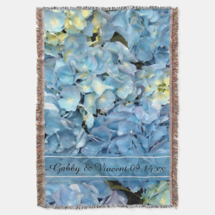 Manta Tejida Boda Floral de Hydrangea Azul Keepsake