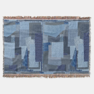 Manta Tejida Boro Boro Blue Jean Patchwork Denim Shibori