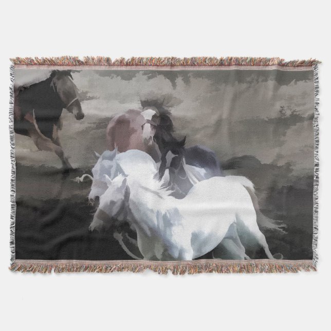 Manta Tejida Breaking Free - Caballos salvajes (Anverso)