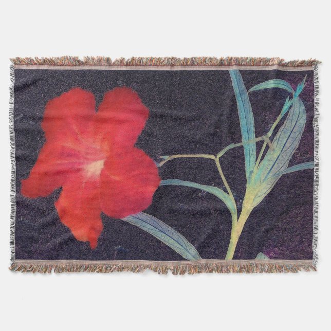 Manta Tejida Brisa de flores rojas rusas (Anverso)