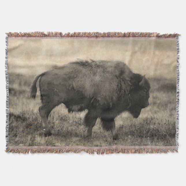 Manta Tejida Búfalo Americano - Plains Bison (Anverso)