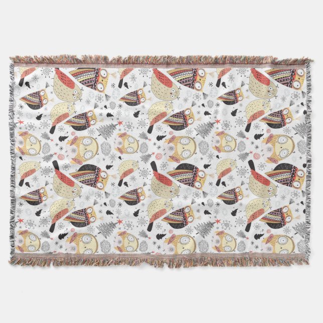 Manta Tejida Búho divertido de la textura (Anverso)