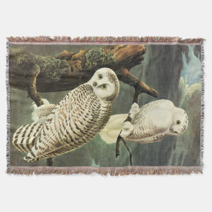 Manta Tejida Búho Nevado - pájaros finos América del vintage