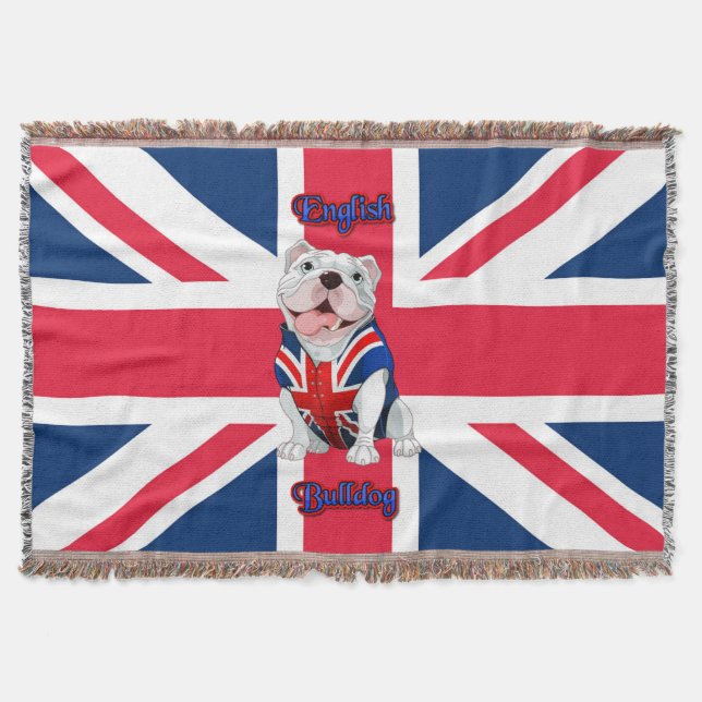 Manta Tejida Bulldog inglés Union Jack (Anverso)