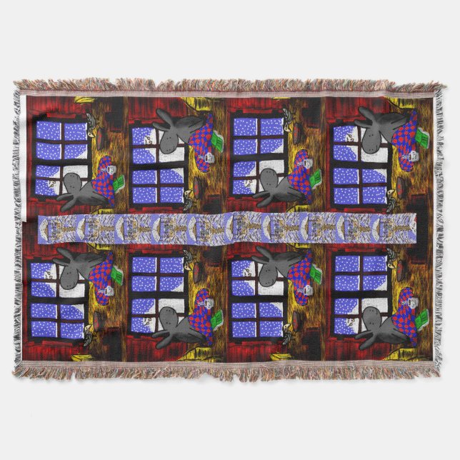 Manta Tejida burro y pájaro en nieve (Anverso)