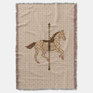 Manta Tejida Caballo de carrusel - Marrón chocolate y Tan