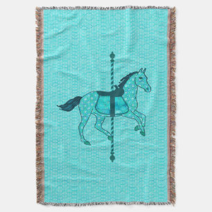 Manta Tejida Caballo de carrusel - Turquesa y Aqua