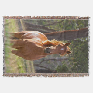 Manta Tejida Caballo en las maderas