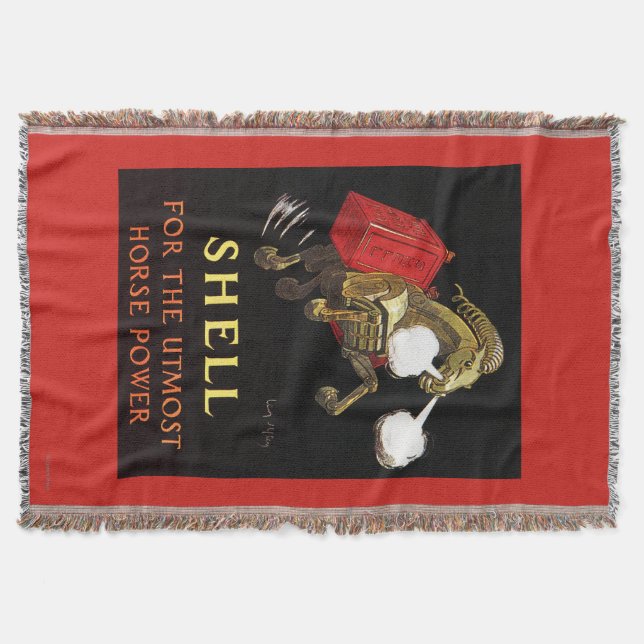 Manta Tejida Caballo mecánico con Shell Oil (Anverso)