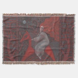 Manta Tejida "Caballo Rojo", jengibre, arte folclórico, tonos t