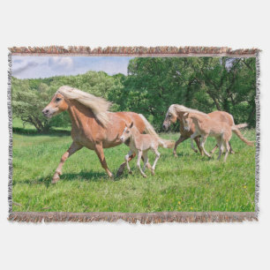 Manta Tejida Caballos de Haflinger con burlas ricas de comida, 