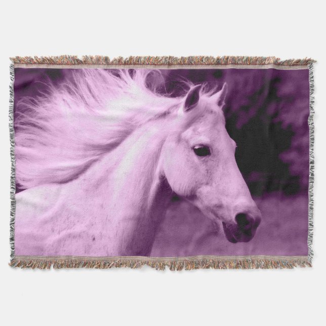 Manta Tejida Cabeza morada blanca de caballo (Anverso)