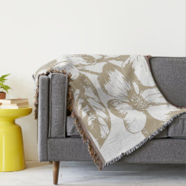 Manta Tejida Cafe Latte Dogwood Floral