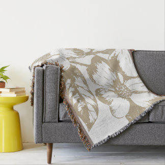 Manta Tejida Cafe Latte Dogwood Floral