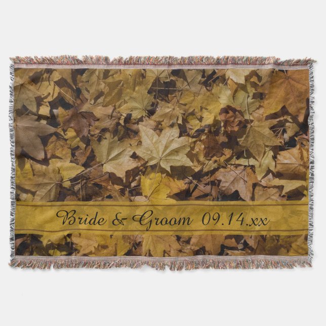 Manta Tejida Caída amarilla deja Boda otoñal (Anverso)