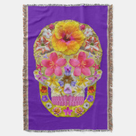 Manta Tejida Calavera de flores 4 - Tropical