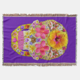 Manta Tejida Calavera de flores 4 - Tropical