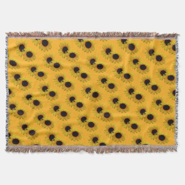 Manta Tejida Cama de girasol amarillo girasol (Anverso)