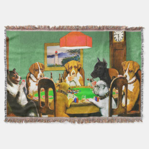 Manta Tejida Cama de lanchas de poker tejida con perros 54 x 38