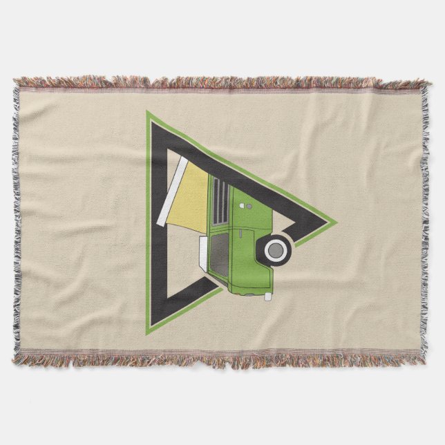 Manta Tejida camioneta verde clásica triangular (Anverso)