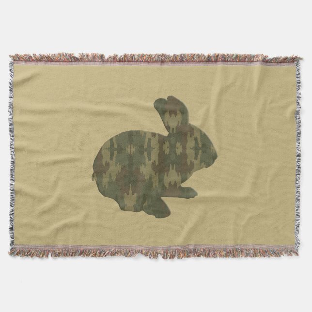 Manta Tejida Camouflage Silhouette Easter Bunny Throw Blanket (Anverso)