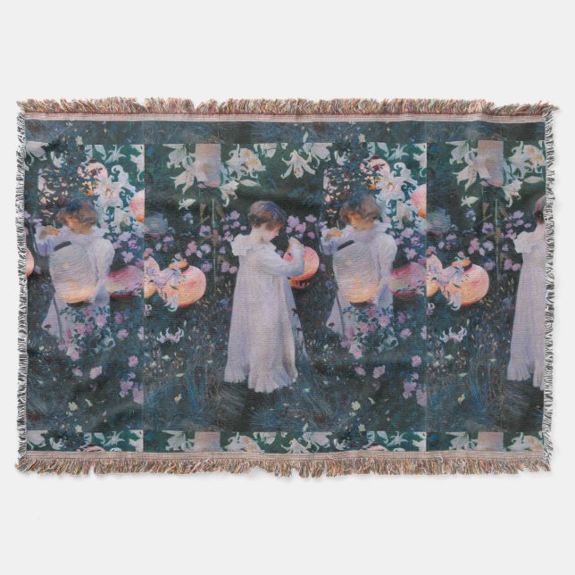 Manta Tejida Carnation Lily Lily Rosa John Singer Sargent Art (Anverso)