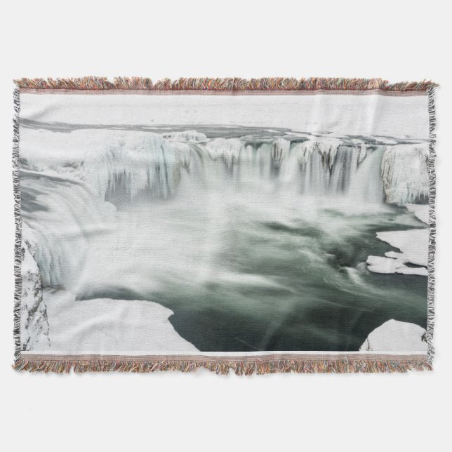 Manta Tejida Catarata Godafoss, invierno, Islandia (Anverso)