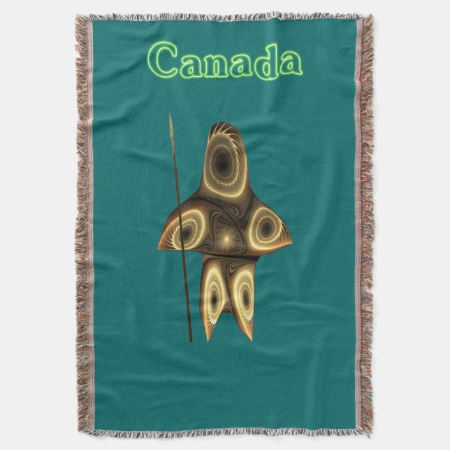 Manta Tejida Cazador de inuit fractal - Canadá (Frente vertical)