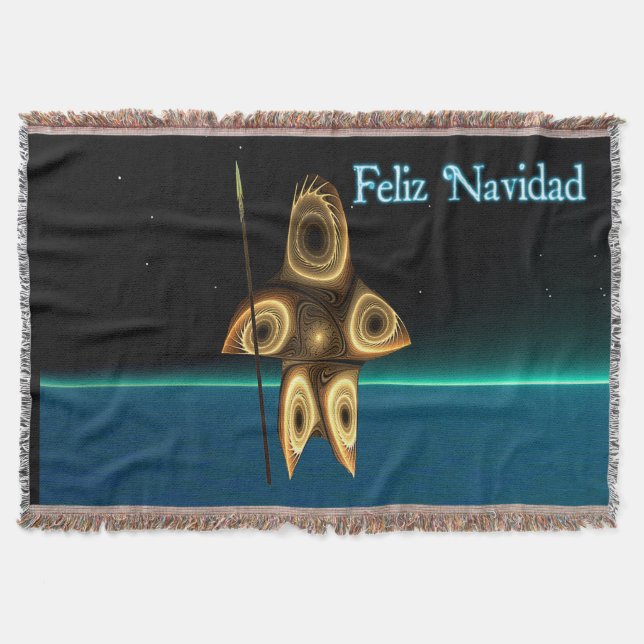 Manta Tejida Cazador inuit fractal - Feliz Navidad (Anverso)