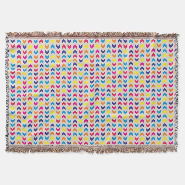Manta Tejida Chevron azteca colorido (Anverso)