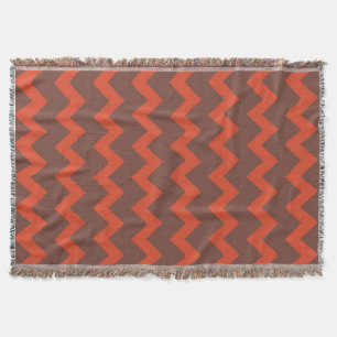 Manta Tejida Chevron zigzag diseño marrón rojo