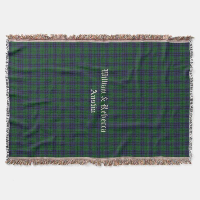 Manta Tejida Clan Austin Tartan Plaid Personalizado Throw Blank (Anverso)
