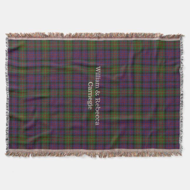 Manta Tejida Clan Carnegie Tartan Plaid Personalizado Throw Bla (Anverso)
