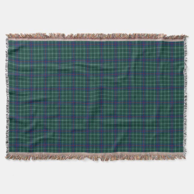 Manta Tejida Clan de Duncan Tartan Green y Blue Plantas (Anverso)