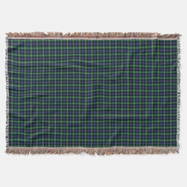 Manta Tejida Clan Farquharson azul y verde escocés (Anverso)