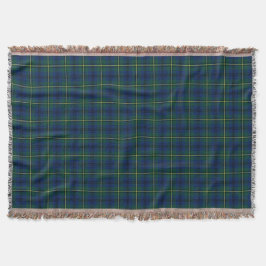 Manta Tejida Clan Johnston Tartan Royal Blue and Green Plough