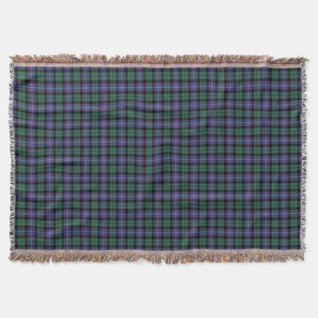 Manta Tejida Clan Mitchell Tartan Blue and Green Plaid (Anverso)