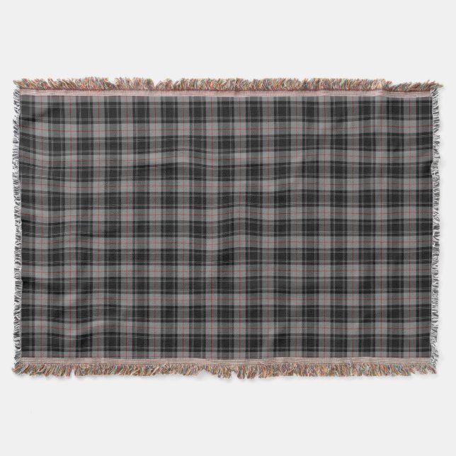 Manta Tejida Clan Moffat Tartán Placa negra y gris (Anverso)