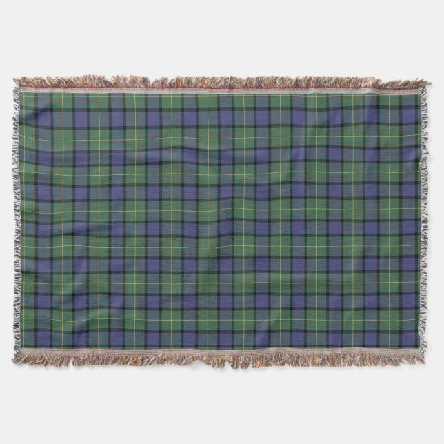 Manta Tejida Clan Muir Tartan Blue and Green Plage (Anverso)
