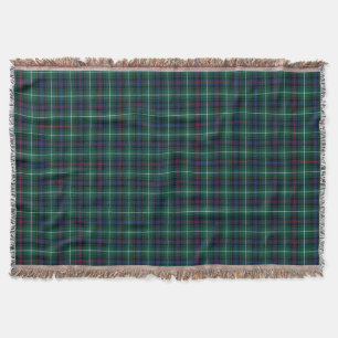 Manta Tejida Clan tartán escocés azul marino y verde de