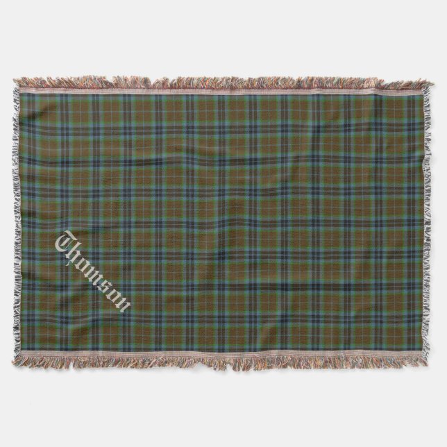 Manta Tejida Clan Thomson Tartan Plaid Personalizado Throw Blan (Anverso)
