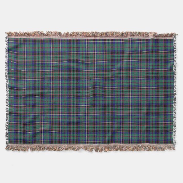 Manta Tejida Clan verde y azul Stevenson Escocia Plaid (Anverso)